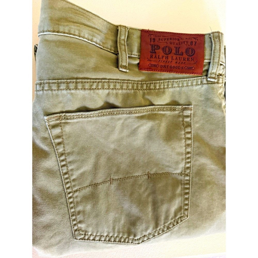 Polo Ralph Lauren Mens Dry Goods Green Denim Jeans Straight Fit Mid Rise 38x32